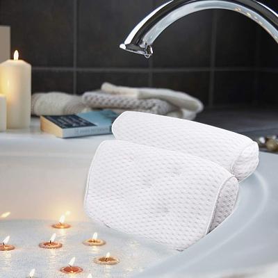 China Breathable Super Soft Bath Room Air 4D Mesh SPA Bath Pillow With 7 Super Suction For Neck Support Bathtub Head Pillow for sale