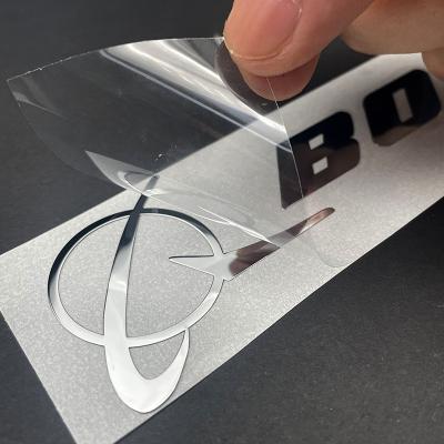 China Custom Waterproof Metal Logo Metallic Sticker For Car Silver Nickel Plated Sticker Car Decal Waterproof for sale