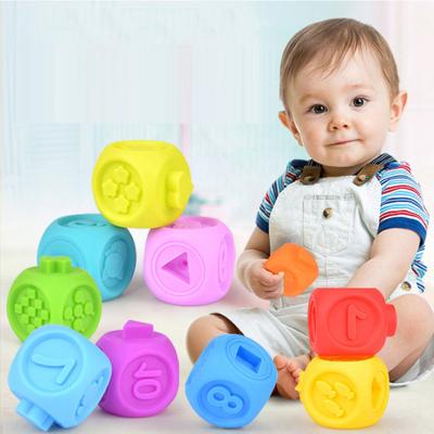 China Baby Soft Rubber Building Blocks Touch Infant Hand Balls Massage Rubber Teether Compression Bath Plug Toys Early Educational Toys S-211130 for sale