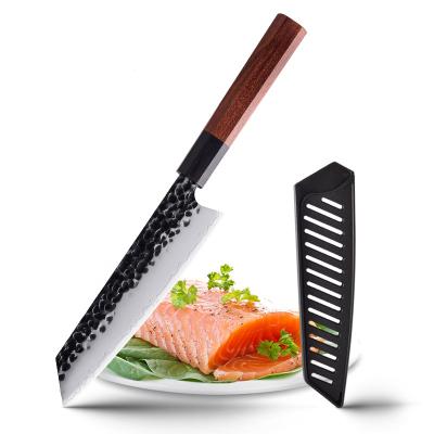 China Latest Sustainable High Quality Handmade Forged Japanese Wholesale Kitchen Knives Carbon Steel Nakiri Knife Cooking Tools Wood Handle for sale