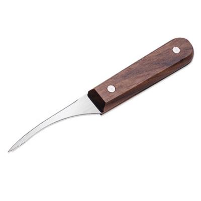 China 2021 Viable Wholesale Seafood Cutter Peeling Knife Skin Shrimp Shrimp Knife With Wooden Handle for sale