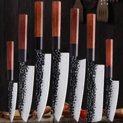 China Sustainable Professional Grade Wood Handle 8 Inch Carbon 3 Layer 9Cr18mov Stainless Steel Kitchen High Japanese Chef Knife for sale