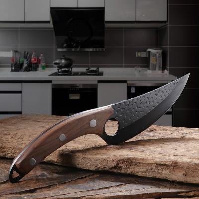 China Wholesale Professional Craftsman OEM Skard Slaughter Cutter Cutting Cleaver Steel Kitchen Meat Butcher Retro Hand Forged Viking Knife for sale