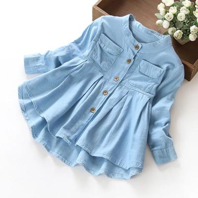 China 2021 Girls Denim Shirt Children's Breathable Spring Andautumn Long Sleeves Girl's Shirt Packing Casual OEM Service Shirts Cardigan Support for sale