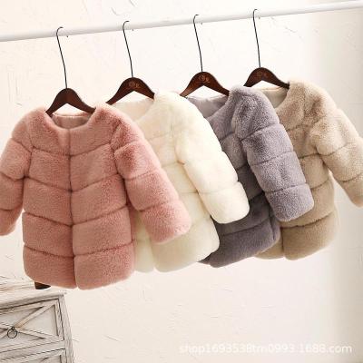 China New Fur Coat Imitation Fur Children's Wear Breathable Fur Coat Splicing Long Sleeve Thickened Coat for sale