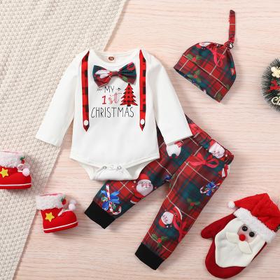 China Casual Autumn Plaid Three-Piece Long Sleeve Print for Infants and Toddlers for sale