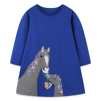 China European and American style girls' dress autumn breathable long-sleeved new products for children and children knitting cartoon embroidery for sale