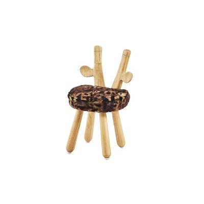 China High Quality Simple European Wood Antler Chair Wooden Cute Various Animal Sneak Style Kids Ottoman Fur Ottoman Stools for sale