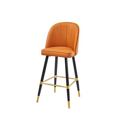 China Nordic Modern Furniture High Quality Cafe Bar Metal Frame PU Leather Upholstery Fashion Lightweight Bar Stools for sale