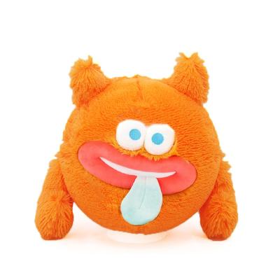 China Skip Ball Inflatable Emoj Character Soft Plush Ball Funny Face Furry Neon Emoj Ball for sale