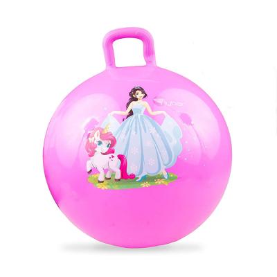 China Kids' Bouncy Jumping Ball with Rubber Handle 18''-24'' Diameter and Customized Design for sale