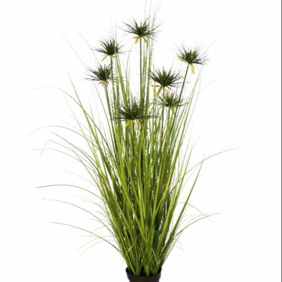 China Best UV Resistance Optional Selling High Simulation Grass in Pot with Flower, Decorative Grass in Plastic Vase Decorative Artificial Wheat Grass for sale