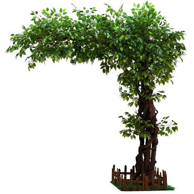 China Good quality indoor outdoor aritificial fake plant green leaf decoration large ficus tree for sale