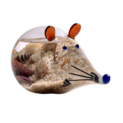 China Business Gift New Mouse Shaped High Borosilicate Glass Crafts Furniture Decoration for sale