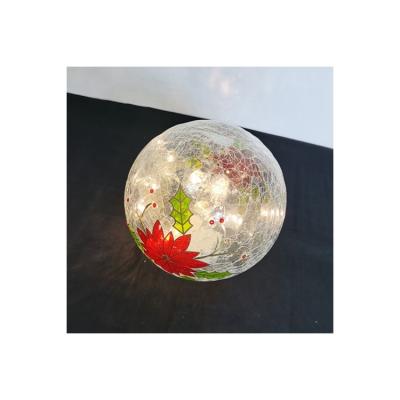 China New Christmas Design Ice Flower Snowball Decorative Glass Snowball Ornament for sale