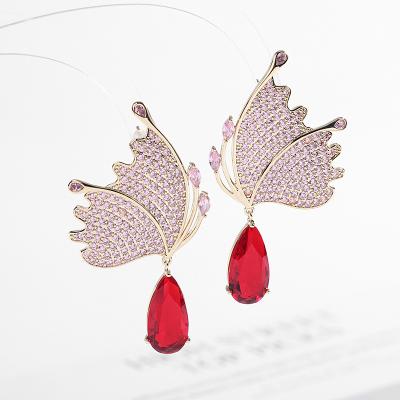 China CLASSIC Silver French Lightweight Luxury Fashion Earrings Female Atmospheric ES003-84 S925 Zircon Inlaid Butterfly Drop Earrings for sale