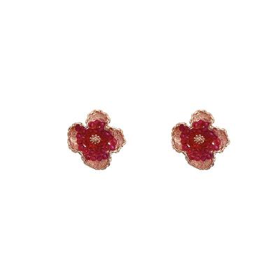 China CLASSIC Cherry Blossom Gradient Women's Vintage ES003-49 Celebrity Temperament Earrings Fashion Personality Net Earrings for sale