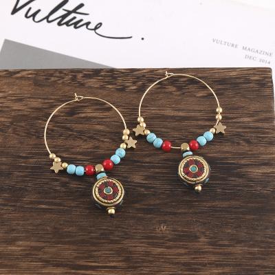 China Temperament CLASSIC Bohemian Tibetan Simple Retro Fashion Nepalese Ear Studs Noise Earrings ES003-69 for sale