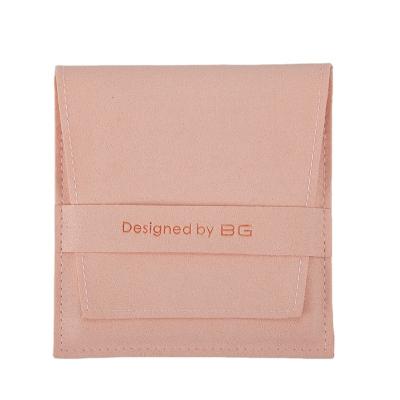 China Safety BG 9x9cm Microfiber Velvet Packaging Bags For Packing Jewelry Boxes With Customized Logo for sale