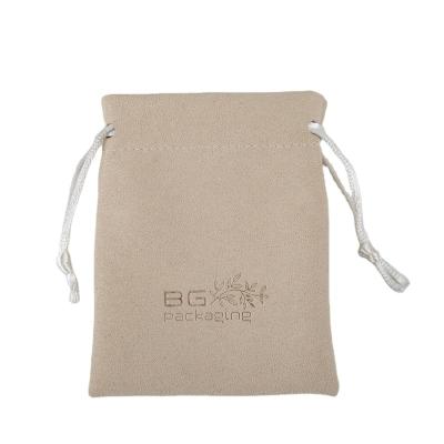 China BG 8x9cm Brown Microfiber Safety Jewelry Rope Packaging Bags For Packaging Jewelry Boxes With Customized Logo for sale