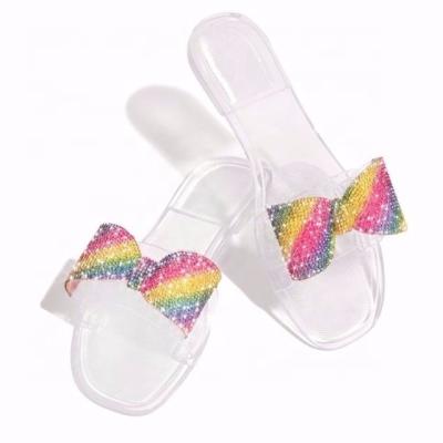 China Fashion Trend Large Size Flat Sandals With Transparent Soft-Soled Women's Jelly Shoes Bowknot Slippers OEM for sale