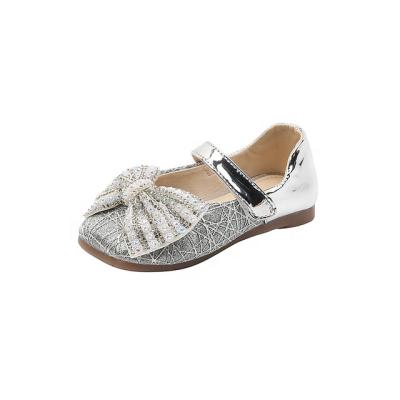 China Lightweight Sequined Princess Shoes Bowknot Single Shoes Rubber Non-slip Unique Children's Leather Shoes for sale