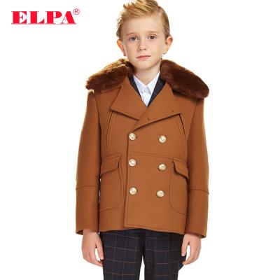 China ELPA Anti-Shrink Wool Warm Collar Winter Tan Coats Long For Kids Boys for sale