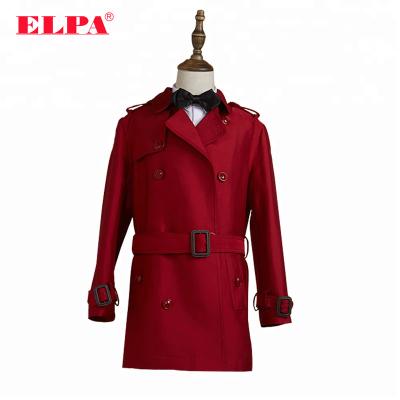 China ELPA Breathable Cotton Fabric Burgundy Wind Handsome Long Coat For Boys for sale