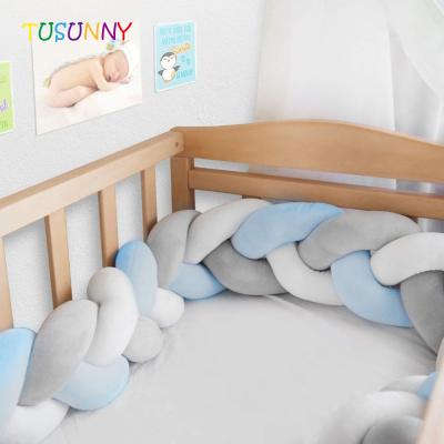 China Modern Newborn Bumper Mat Baby Bed Knotted Braided Plush Hutch Crib Bedding Protector Newborn Bumper for sale