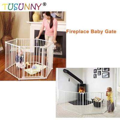 China Iron+power spraying+PP Metal Fireplace Barrier Baby Safety Fence Metal Fireplace Guard Baby Safety Gate for Home for sale