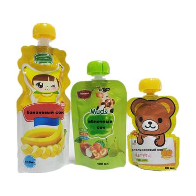 China Custom Aluminum Biodegradable Juice Spout Liquid Safety Spout Packaging Bag 100ML 250ML For Baby for sale