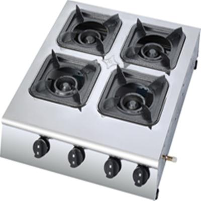 China High Quality Hotel Tabletop Stove 4 Burners Gas Cooker Quadrate Worktop Gas Stove With Stainless Steel Panel for sale