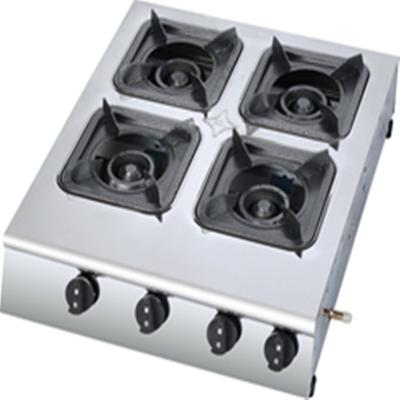 China High quality cast iron 4 burner hotel quadrate gas cooktops commercial stove with stainless steel panel for sale