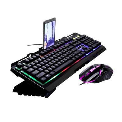 China Numpad G700 Gaming Keyboard Mouse Combo 104 Keys RBG Backlight USB Wired Keyboard With Mobile Stand for sale