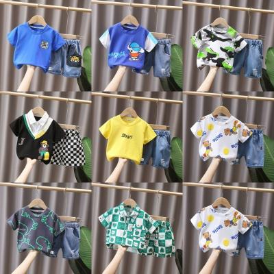 China 2022 Wholesale Boys and Kids Wear Set Fashion Design Casual Short Sleeve Set 2 Children's Clothing Summer for sale