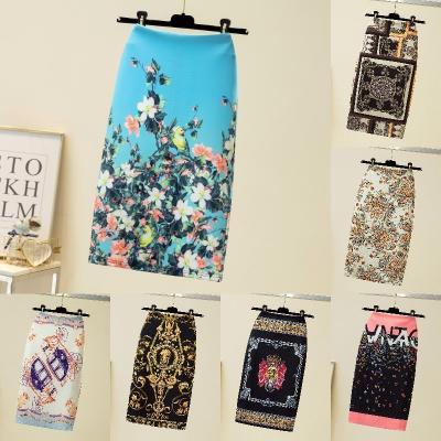 China Breathable the European and American factory wholesale high hip sexy printing bag long skirt for sale