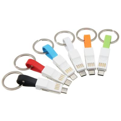 China 3 In 1 3 In 1 Micro USB Cable Usb Type C 8 Pin Charging For iPhone Samsung Xiaomi Mini Magnetic Keychain Charger Data Sync Cord for sale