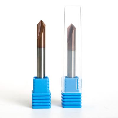 China Aluminum 2 Flute Carbide Coated End Mills For Stainless Steel 90 Degree Chamfer End Mill for sale