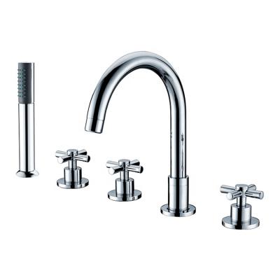 China Metered faucets triple cross to handle hot and cold water villa bathtub faucet for sale