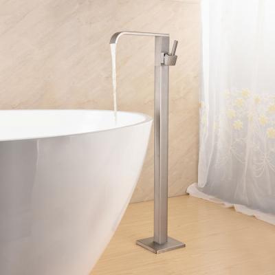 China Floor Stand Alone Faucets Stand Free Pedestal Bathroom Basin Mixer Tap Floor Mount Standing Water Wash Faucets for sale