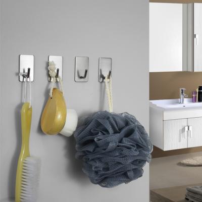 China Custom Logo Stainless Steel Kitchen Bathroom Viable Shower Towel Self Adhesive Sticky Wall Hook for sale