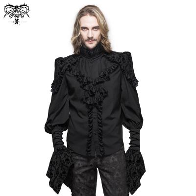 China Sheep Sleeve Lace Mens Skull Devil SHT012 Breathable Fashion Leg Patterned Show Gothic Shirts for sale