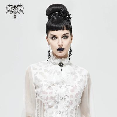 China Devil's Gothic Lolita Fashion Elegant Women Diamond Chiffon Lace White Gothic Bow Tie AS08002 for sale