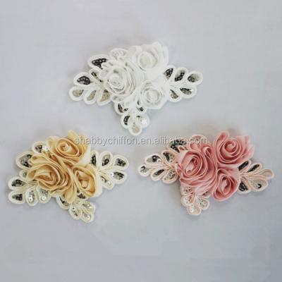 China Hair Flower Vintage Chiffon Sequin Hair Rosette Hair Flower For Baby Headband for sale