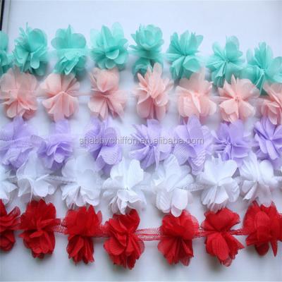 China Wholesale Infant Mini Petal Flowers Chiffon Fabric Flower Baby Hair Accessories for sale