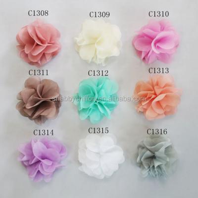 China Shabby chic chiffon flower charm trim with 8 petals charm, chiffon flower applique for wedding decoration for sale