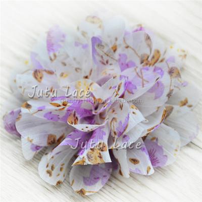 China Wholesale Hair Flower Printed Floral /Rainbow Chiffon Fabric Scallop Flower - Wedding Invitation Card Party Decorative Flowers for sale