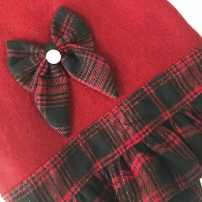 China Sustainable Red Plaid Bowknot Design Pet Apparel Summer Dog Dress Clothes For Dogs For Summer for sale