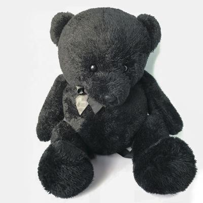 China Soft Black Teddy Bear Backpack Plush Bag Kids Gift Kids Stuffed Toy OEM ODM Custom Kids Gift for sale