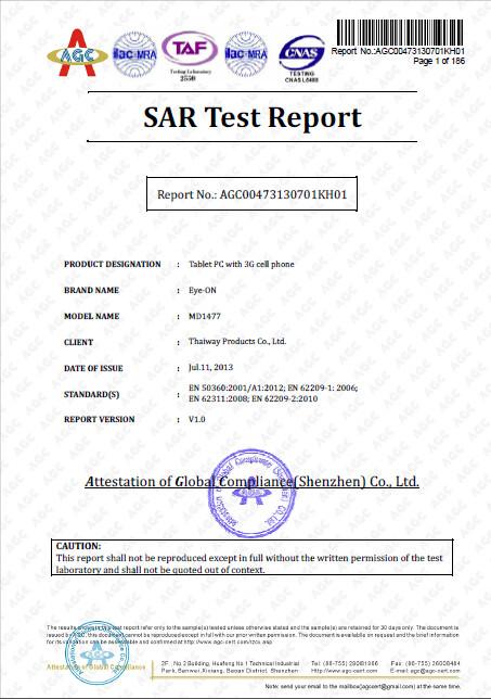 SAR Test Report - Ovtech Industrial Co,.ltd